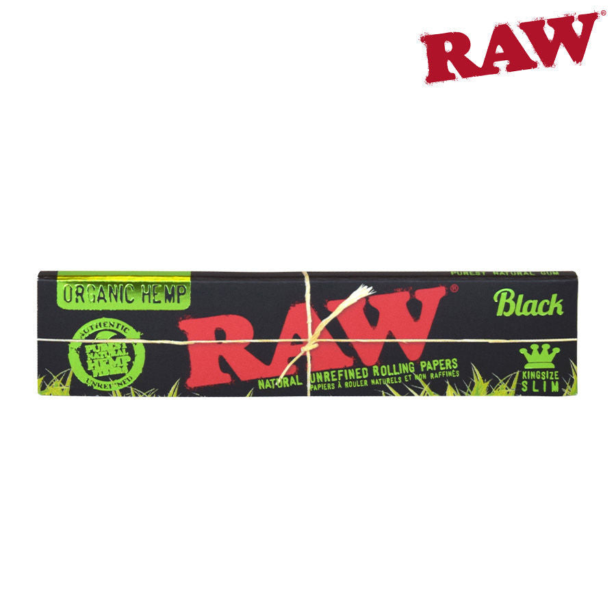 Raw Black Organic King Size Slim Rolling Papers, Pack/32 - Box/50