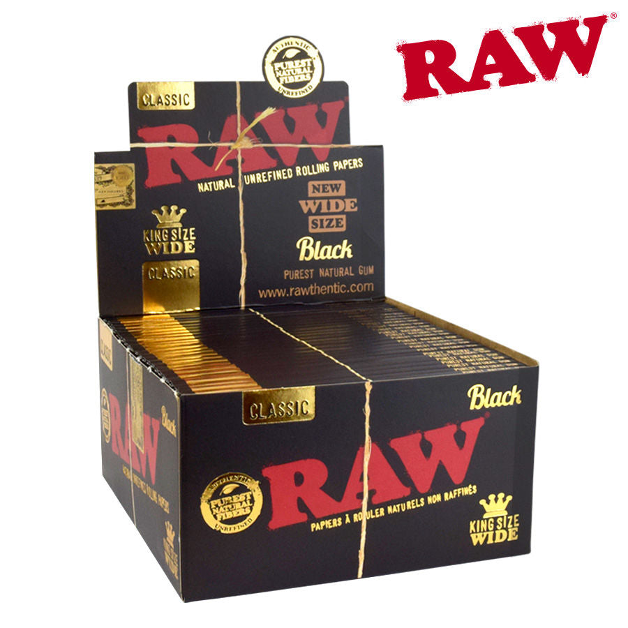 Raw Black KS Wide Rolling Papers, Pack/32 - Box/50