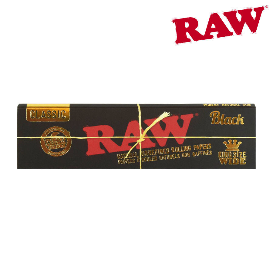 Raw Black KS Wide Rolling Papers, Pack/32 - Box/50