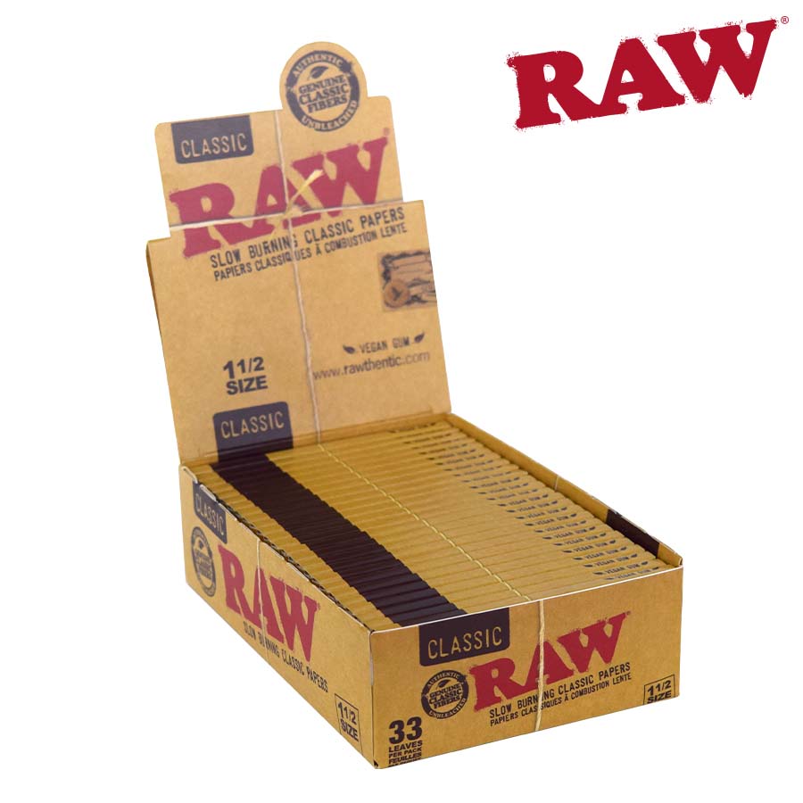 Raw Classic 1/2 Size Rolling Papers, Pack/33 - Box/25