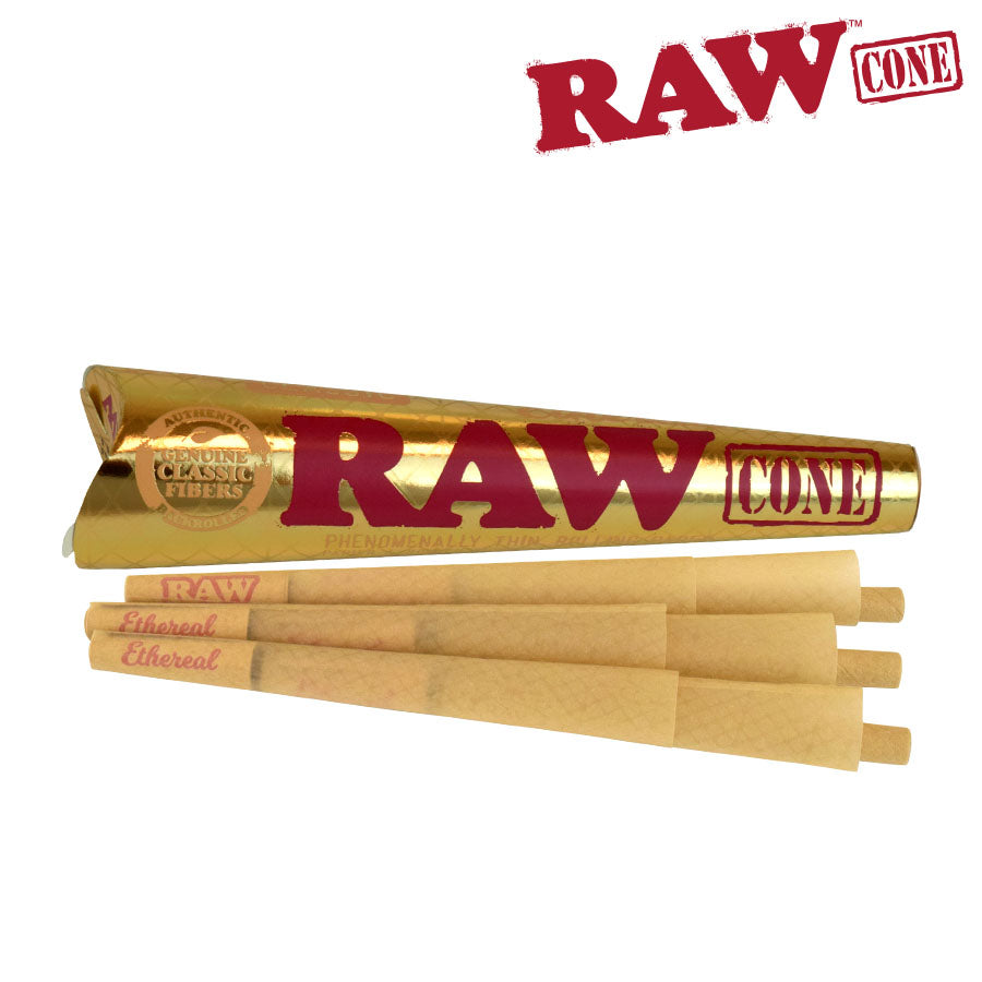 Raw Classic Ethereal Pre-Rolled Cones 1 1/4 Size, Pack/6 - Box/32