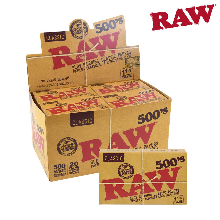 Raw Classic 500's 1 1/4 Size - 20Pk/Box