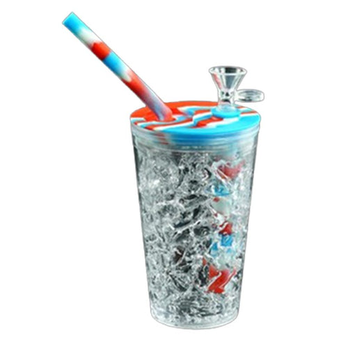 6" Frozen Cool Cup Bubbler Silicone Bong Pink/Blue Mix Color SKMJ