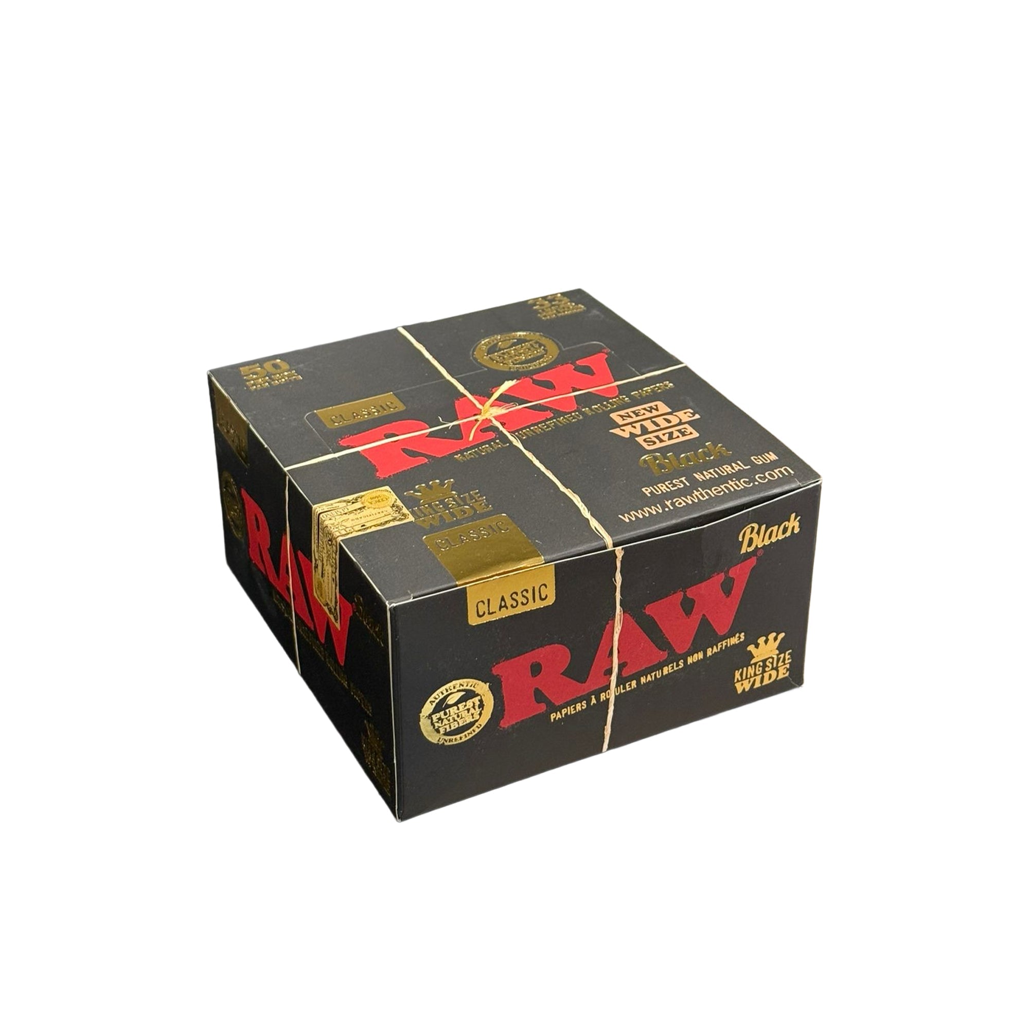 Raw Black KS Wide Rolling Papers, Pack/32 - Box/50