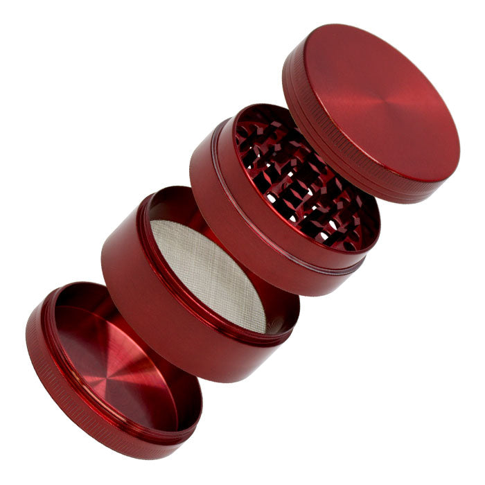 ZG4621-RED - Red Aluminium Four Stage 63mm Grinder (10 CT)