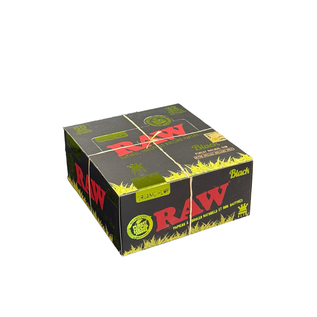 Raw Black Organic King Size Slim Rolling Papers, Pack/32 - Box/50