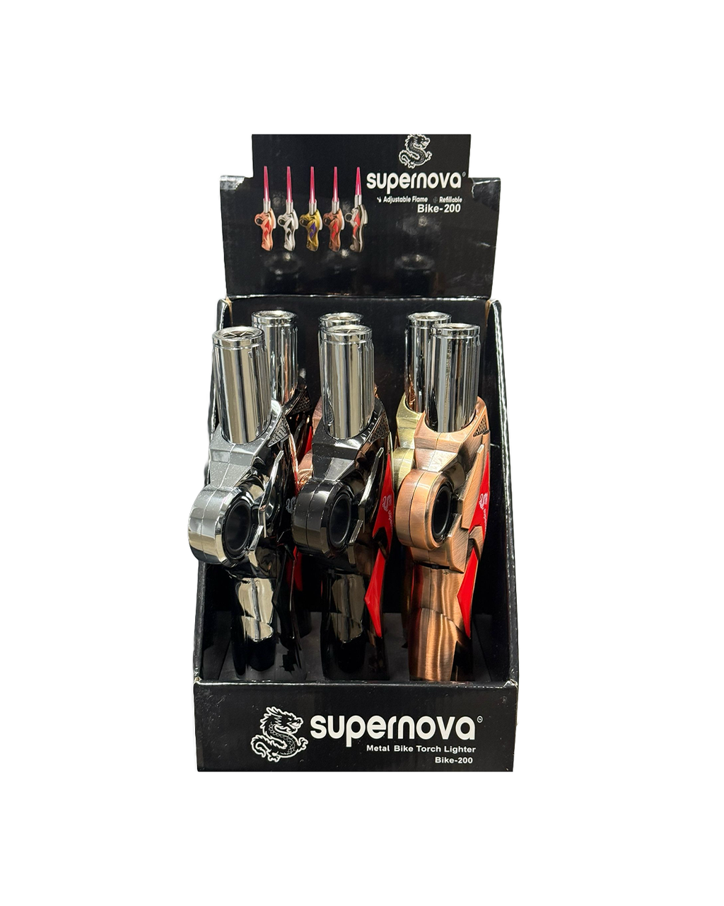 Supernova Metal Bike Torch Lighter - 6/Ct