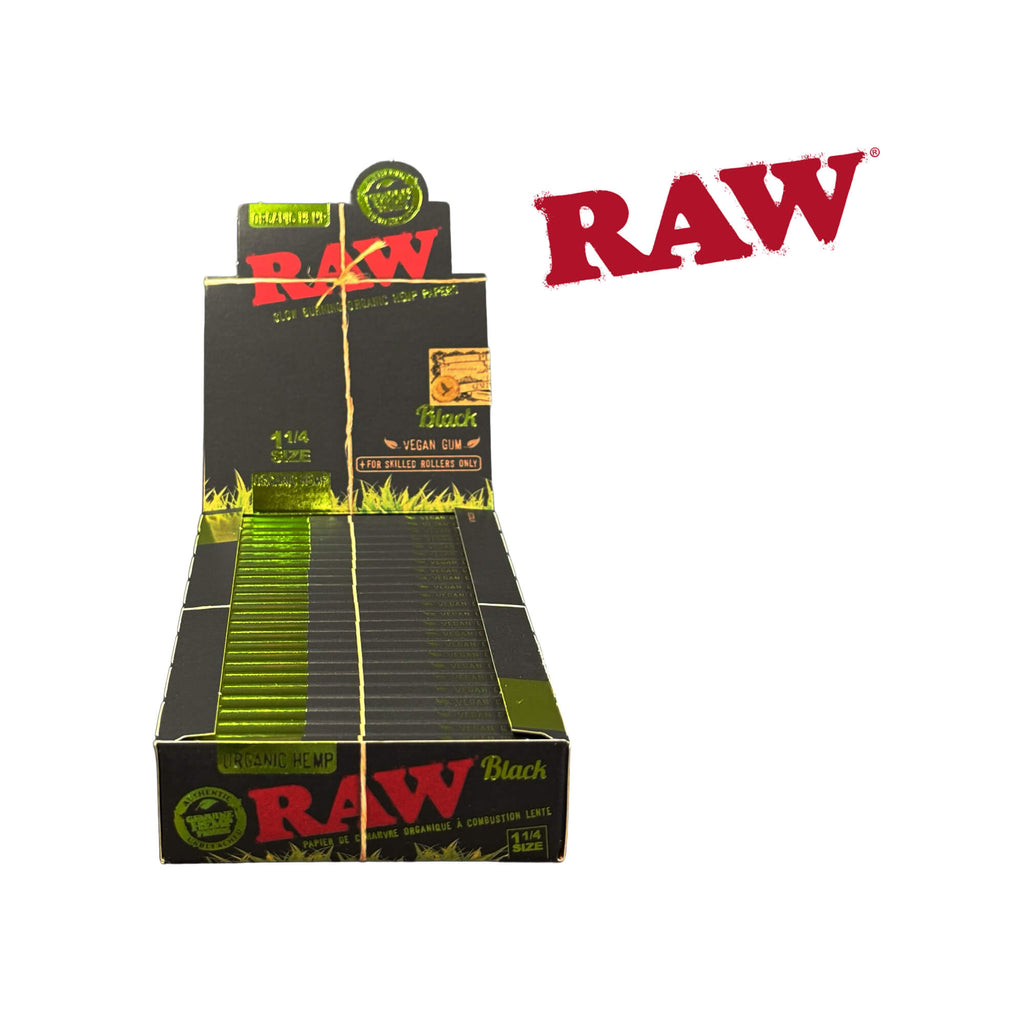 Raw Black Organic Hemp 1 1/4 Rolling Papers - Pack/24