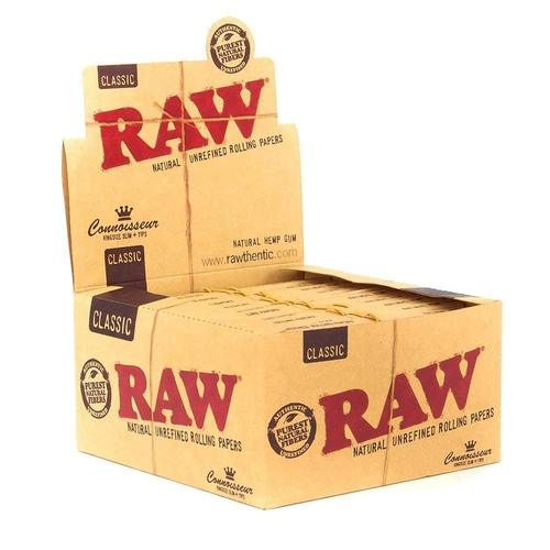 Raw Rolling Paper - Connoisseur + Tips King Size Slim (Box of 24)
