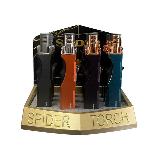 Sp- 325 Spider Torch Lighters Metallic Grip Edition -12/Display