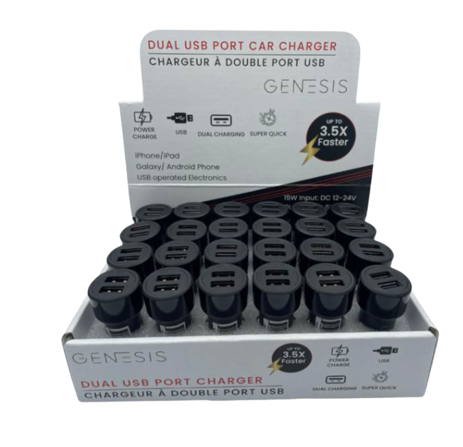 Dual USB  Car Charger (24CT/Display)