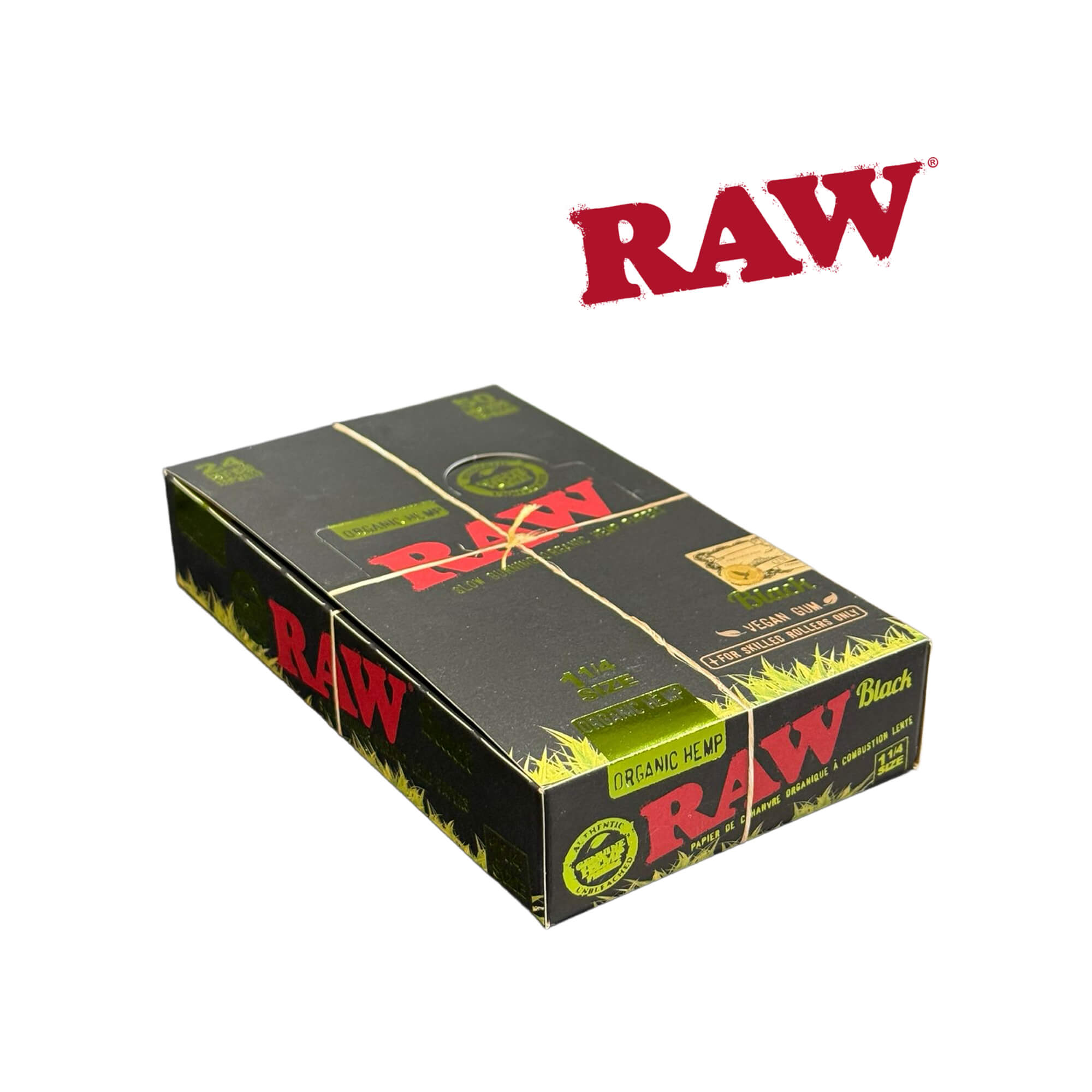 Raw Black Organic Hemp 1 1/4 Rolling Papers - Pack/24