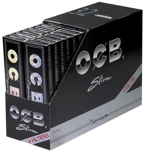 OCB Premium Slim Rolling Paper + Filters (Box of 32 Booklets + Filters)