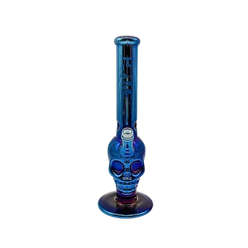 CB-1817 = 16" Tall Anodized Metallic Finish Skull Bong
