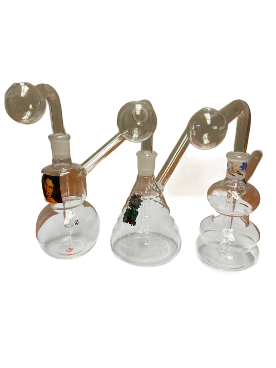 Clear Designed Oil Glass Bong - Assorted