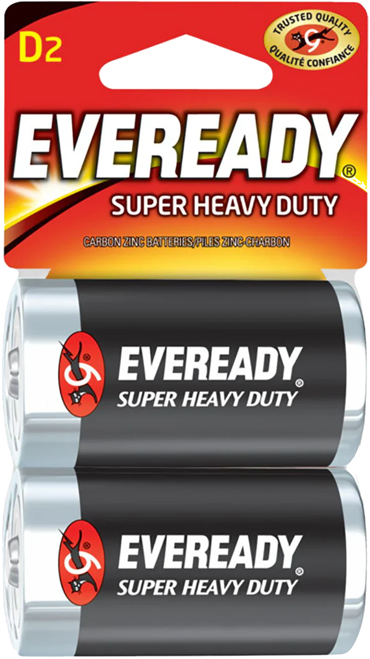 Eveready Super Heavy Duty Carbon Zinc Batteries D 2ct - 12CT