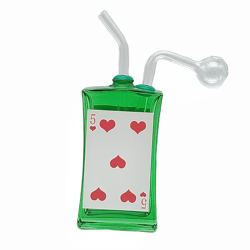 JDL057 - Colored Glass Poker Card Oil Burner Rig