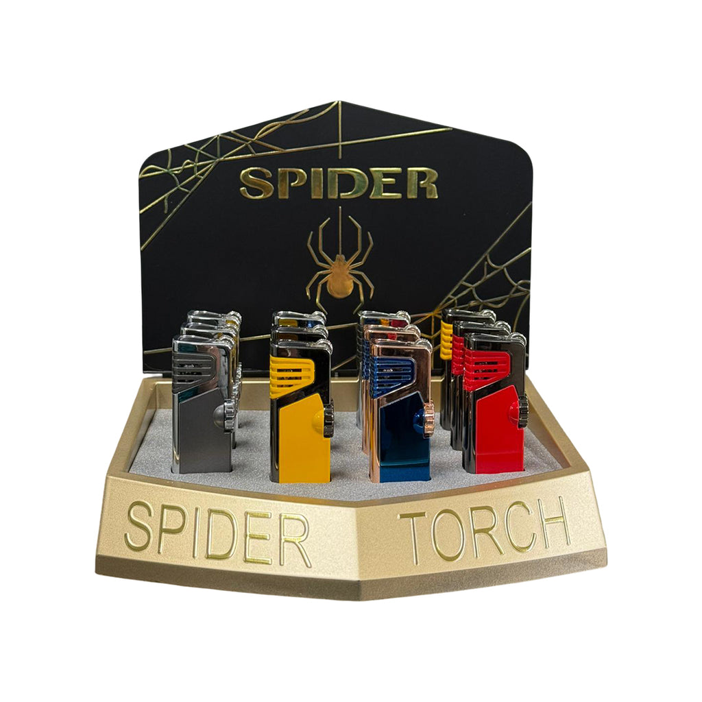 Sp-190 - Spider Torch Lighters - Color Block Edition - 12/Display