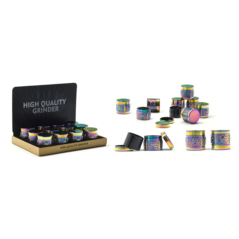 JDL3015-Rainbow Finish Zinc-Alloy Grinder-12pcs/display