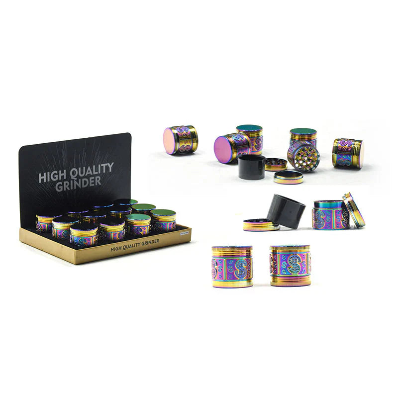 JDL3016-Rainbow Finish Zinc-Alloy Grinder-12pcs/display