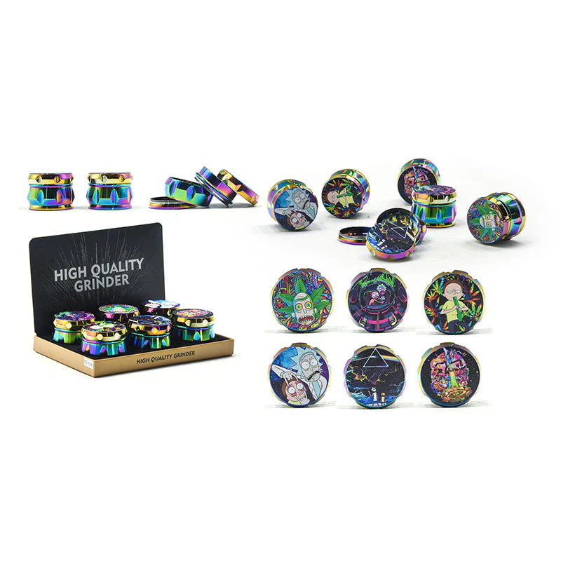 JDL3021-Rainbow Finish Zinc Alloy Grinder-6pcs/display
