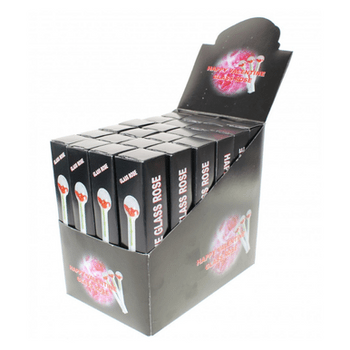 4" Glass I love You Rose Tube in retail packing, 24ct box