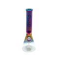 CB-1816 = 14” Metallic Rainbow Beaker Bong with Sand Blasted Grip