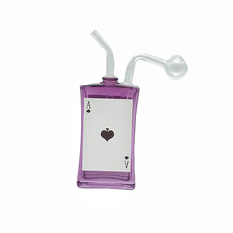 JDL057 - Colored Glass Poker Card Oil Burner Rig