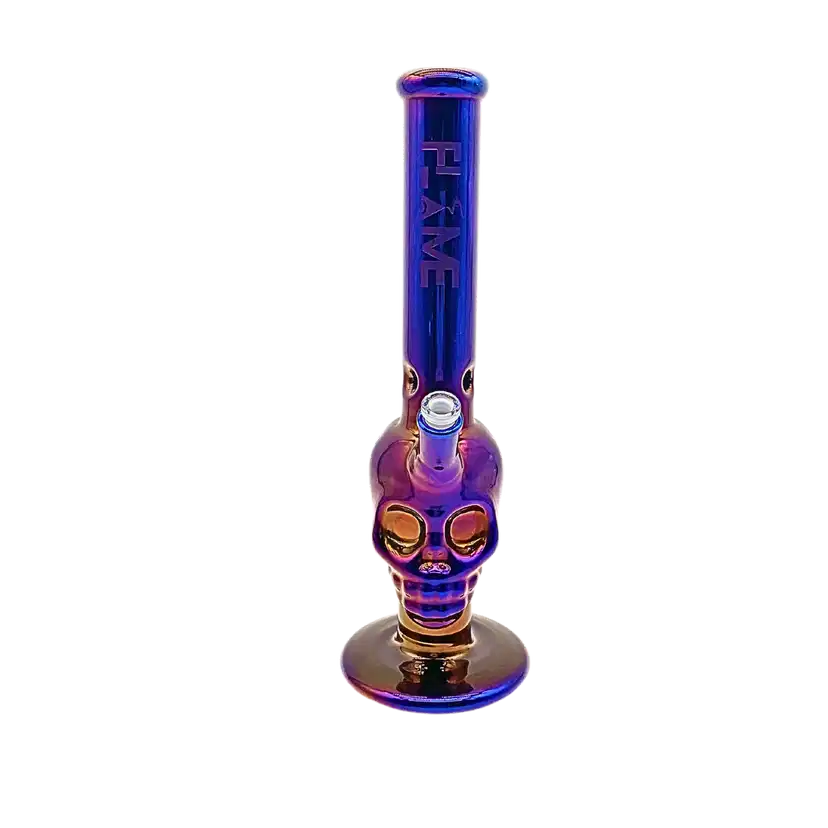 CB-1817 = 16" Tall Anodized Metallic Finish Skull Bong