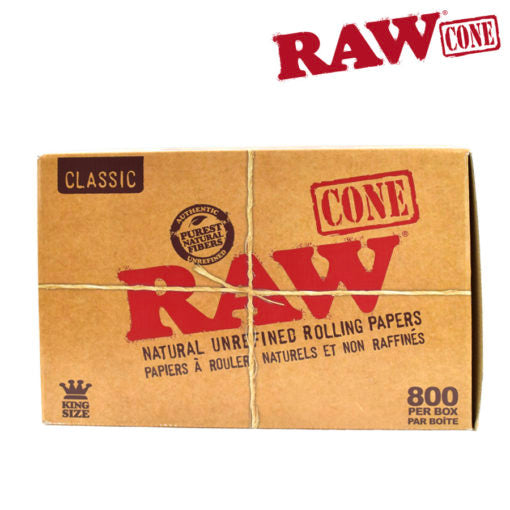 RAW CLASSIC NATURAL UNREFINED PRE-ROLLED CONES KING SIZE – BOX/800