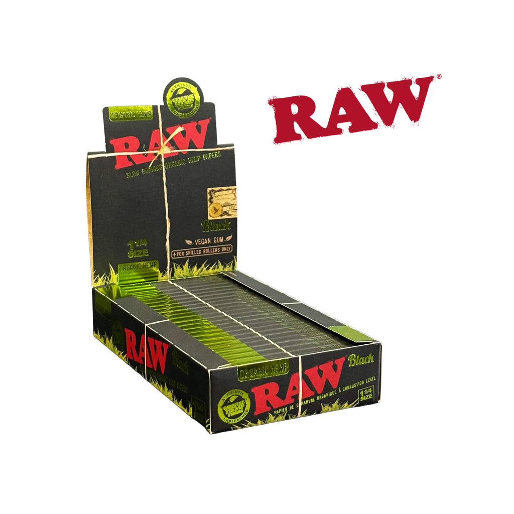 Raw Black Organic Hemp 1 1/4 Rolling Papers - Pack/24