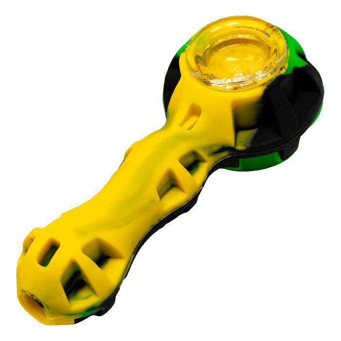 S449-Yellow Silicone 4 inches Hand pipe with bowl and dabber