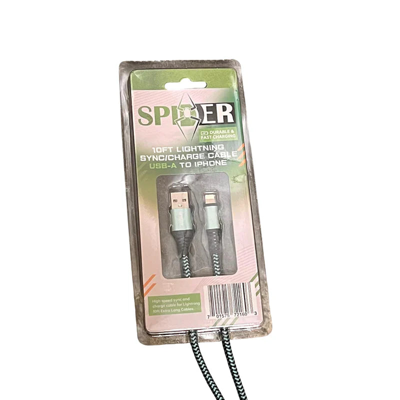 Spider- 10' Cable (USB - Lightning) - 12CT