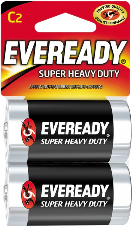 Eveready Super Heavy Duty Carbon Zinc Batteries C 2ct - 12CT