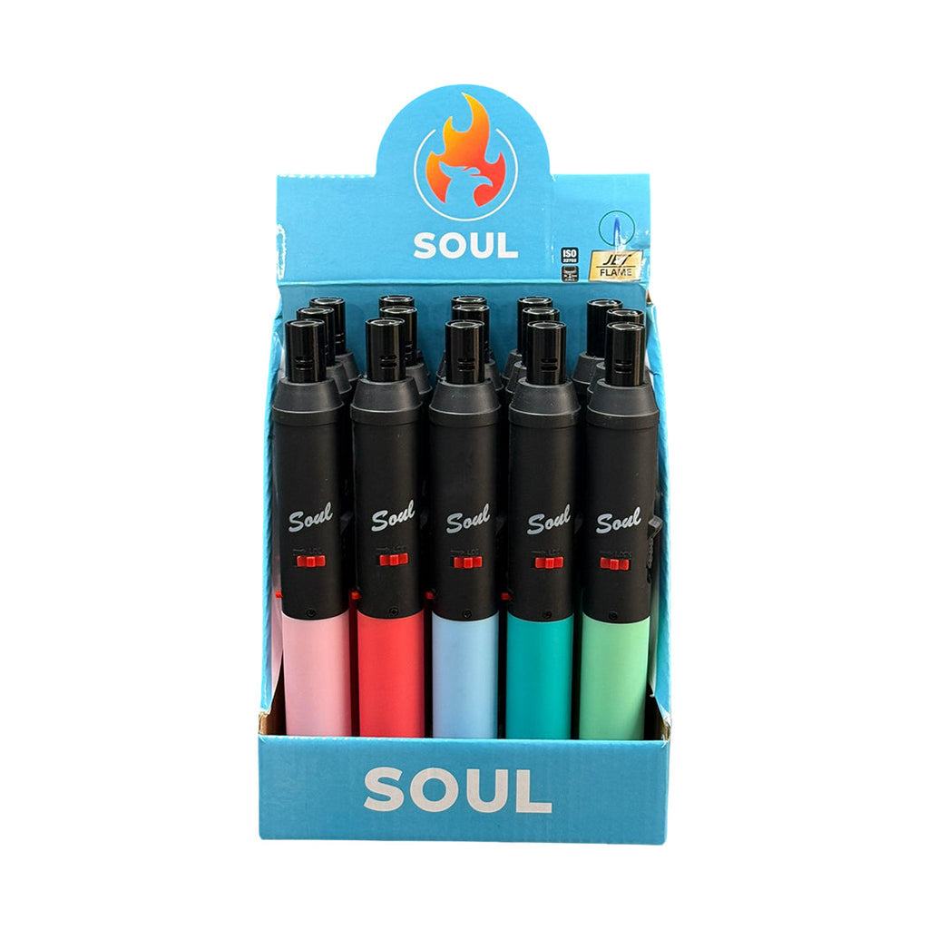 Soul 1800 Rubber Designed Pen Torch Lighter 15CT //