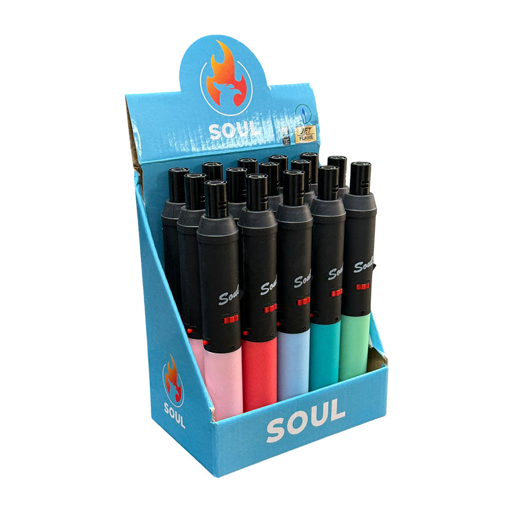 Soul 1800 Rubber Designed Pen Torch Lighter 15CT //