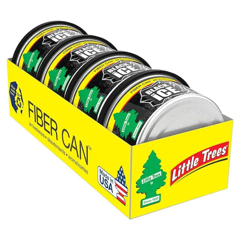 Little Trees Car Freshener Fiber Can- Black Ice- Pack of 4