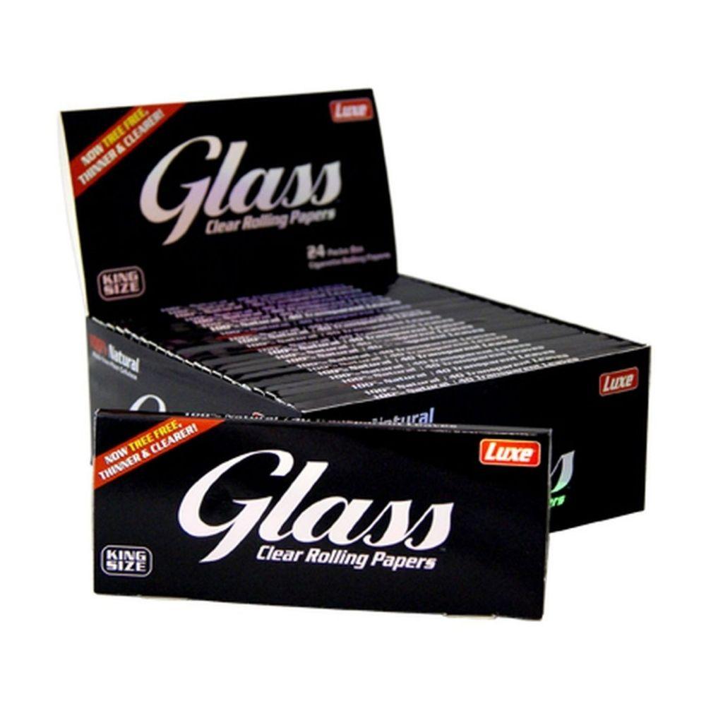 Luxe Glass Clear King Size Rolling Papers – 24 Pack Box