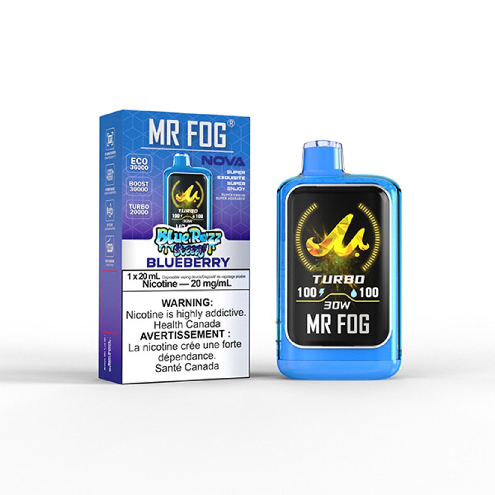 Mr Fog Nova 36k Blue Razz Steezy Series Disposable Vape 5CT - Alberta