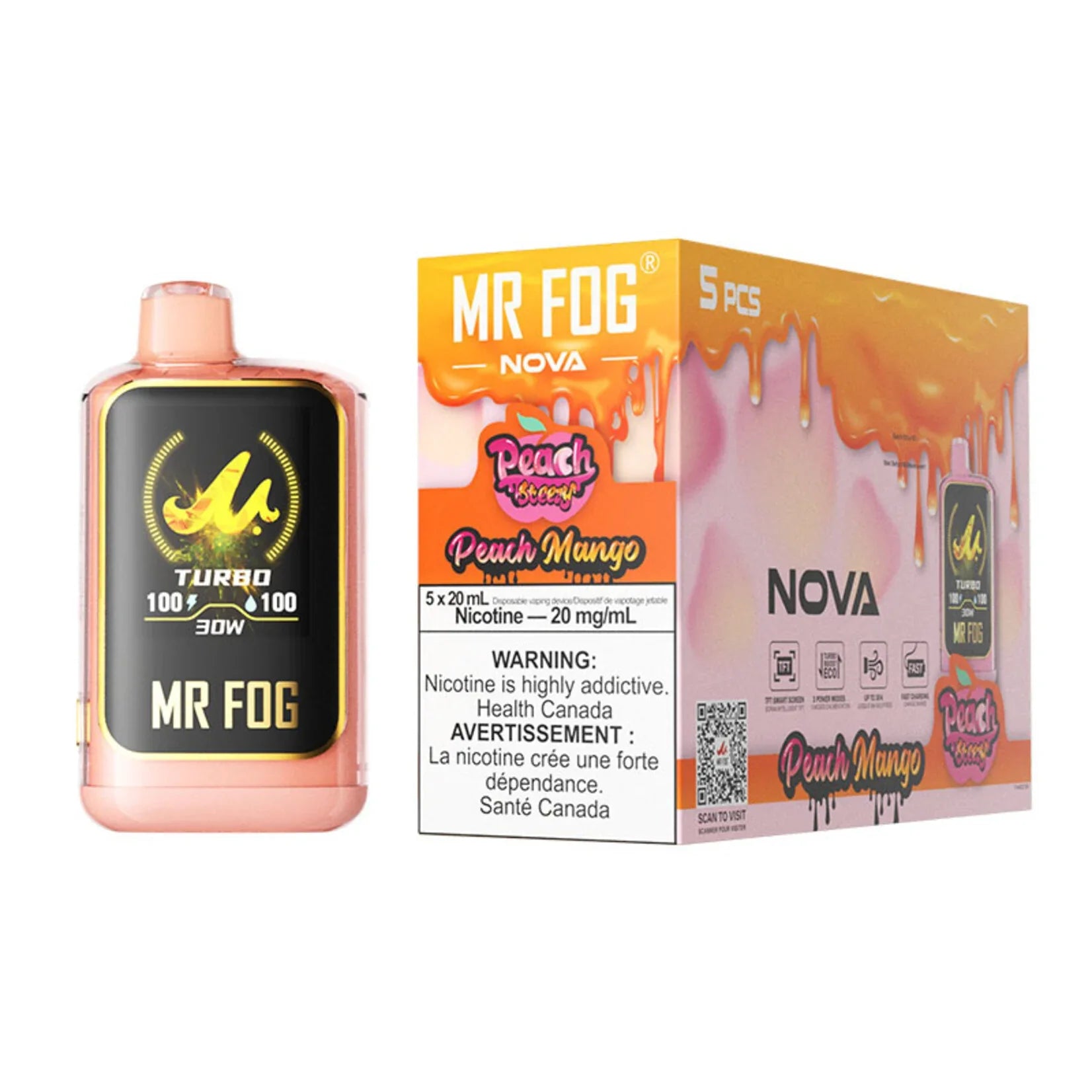 Mr Fog Nova 36k Peach Steezy Series Disposable 5ct - Alberta