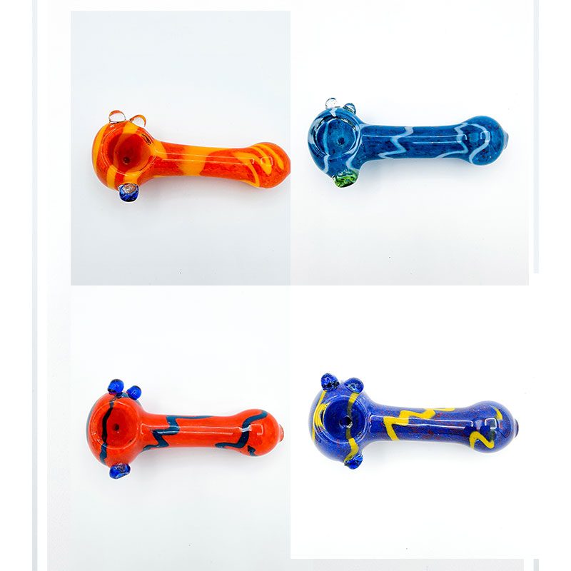 JD05-Glass Pipe – Assorted Colors – Triple Nub pipe (20ct)