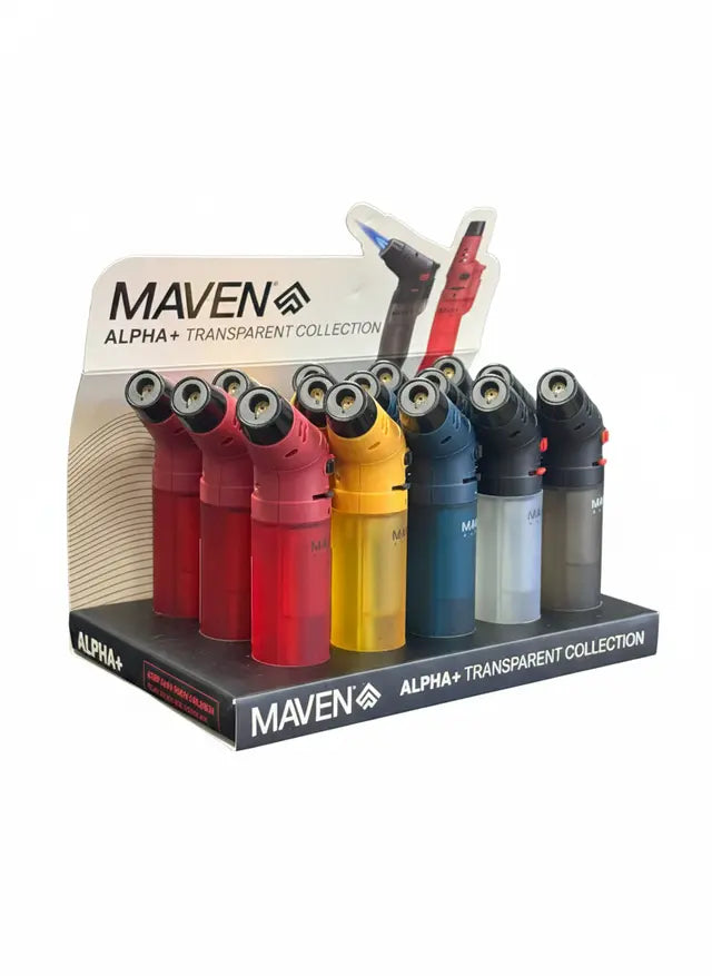Maven Transparent Collection Lighters - Alpha+ - 15/Display