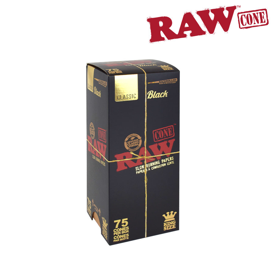 Raw Classic Black Pre-Rolled Cone King Size – 75/Pack