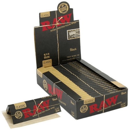 Raw Classic Black 1 1/4 Rolling Paper - 24 Pack