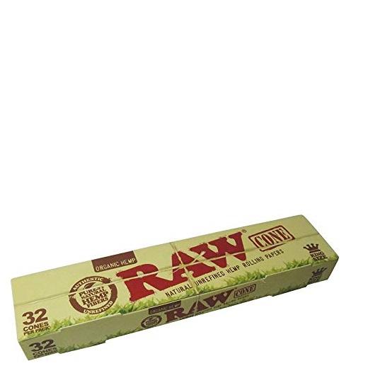 RAW Organic Hemp King Size Pre-rolled Single Pack Cones - 32 PCS