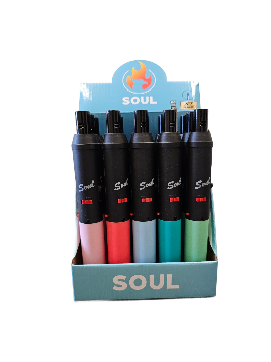 Soul 1800 Rubber Designed Pen Torch Lighter 15CT //