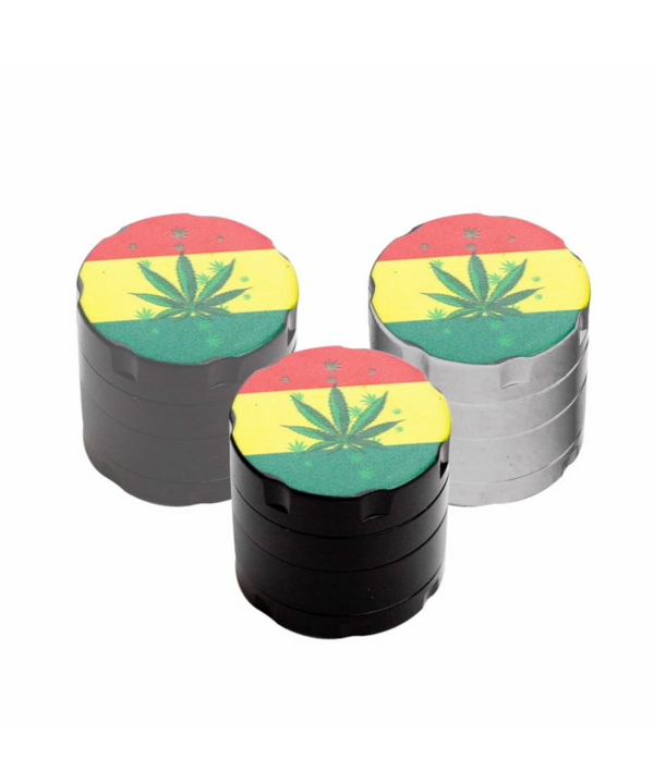 Infyniti 1.5" 4-Piece Rasta Leaf Grinder -6CT (GR-1023AS4)