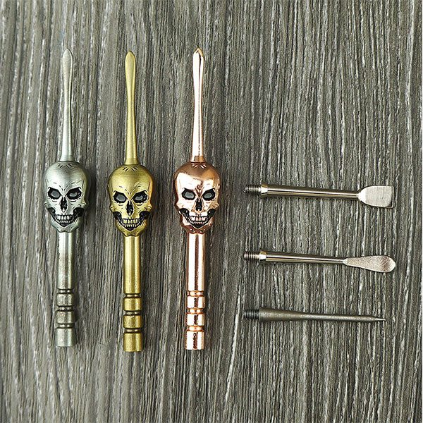 Metal Skull Dabber -Brushed Brass/Silver/Gold