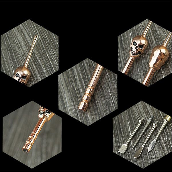 Metal Skull Dabber -Brushed Brass/Silver/Gold