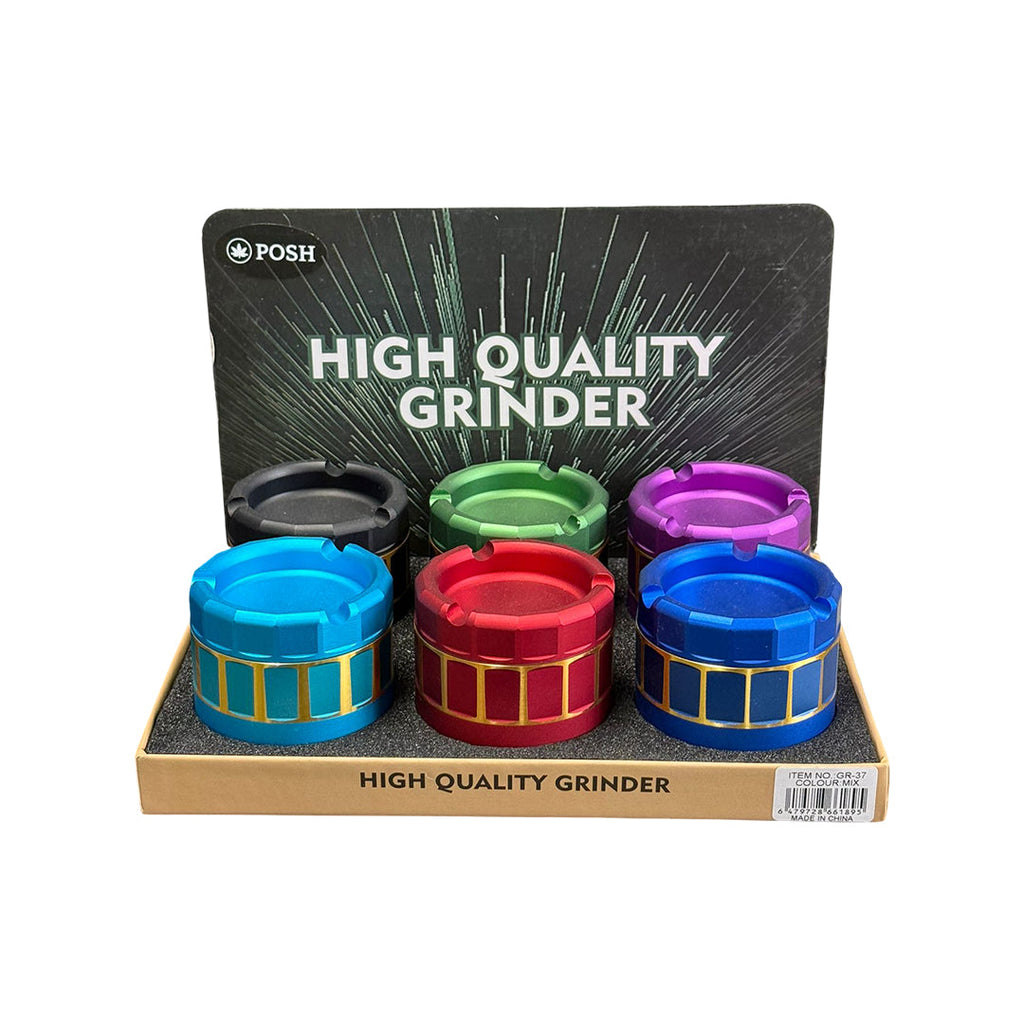 POSH Premium Barrel-Style 4-Piece Herb Grinder - 6/Display [ GR 37 ]